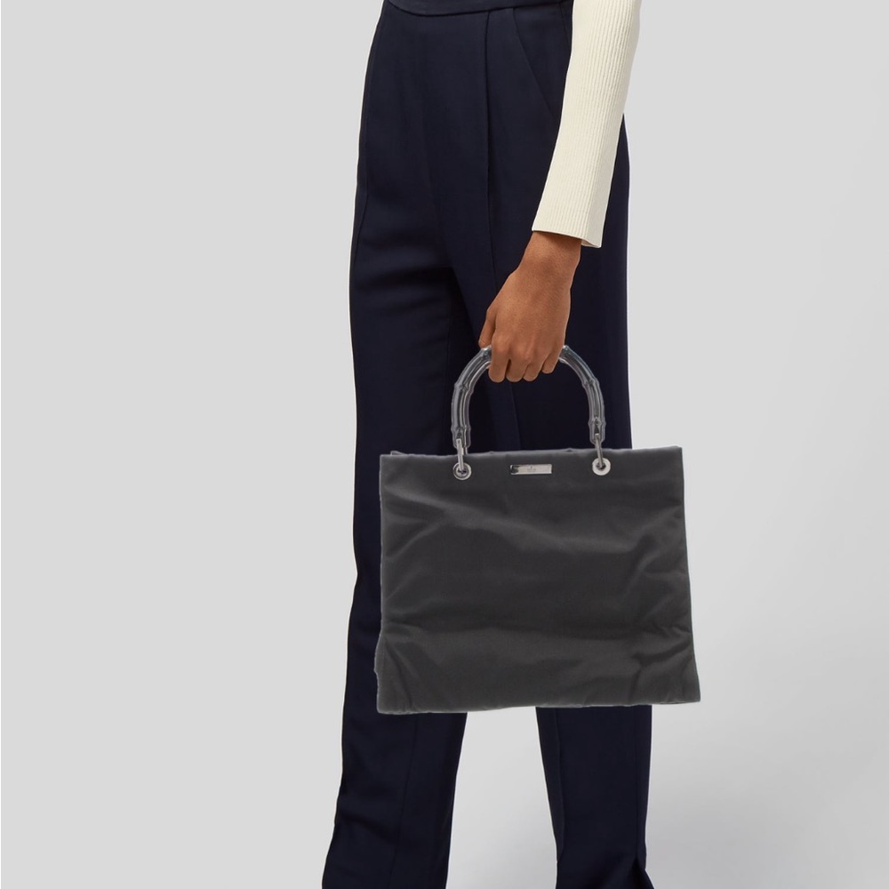 Gucci Black Bamboo Top Handle Acrylic Canvas Tote Purse
